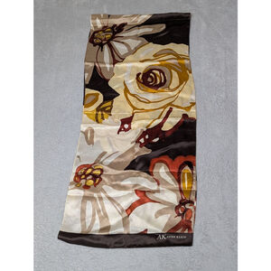 Women's Anne Klein Floral 100% Silk Scarf One Size Brown Beige Floral